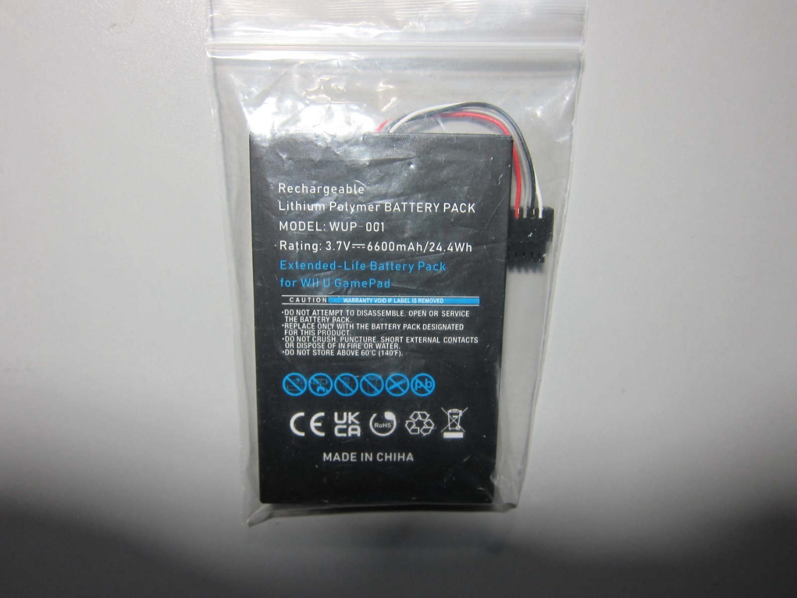 High-Capacity 6600mAh Rechargeable Battery for Wii U Gamepad – Replacement WUP-0