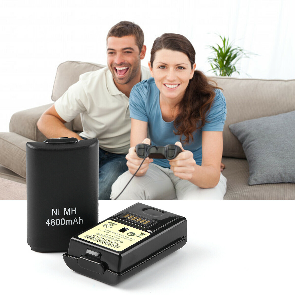 2 Battery Pack & Charger Dock For Microsoft Xbox 360 Wireless Controller Black
