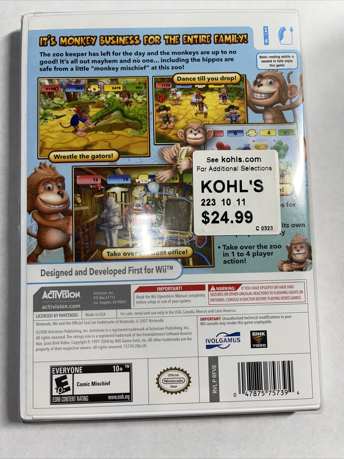 Monkey Mischief! Party Time Nintendo Wii Brand New Factory Sealed
