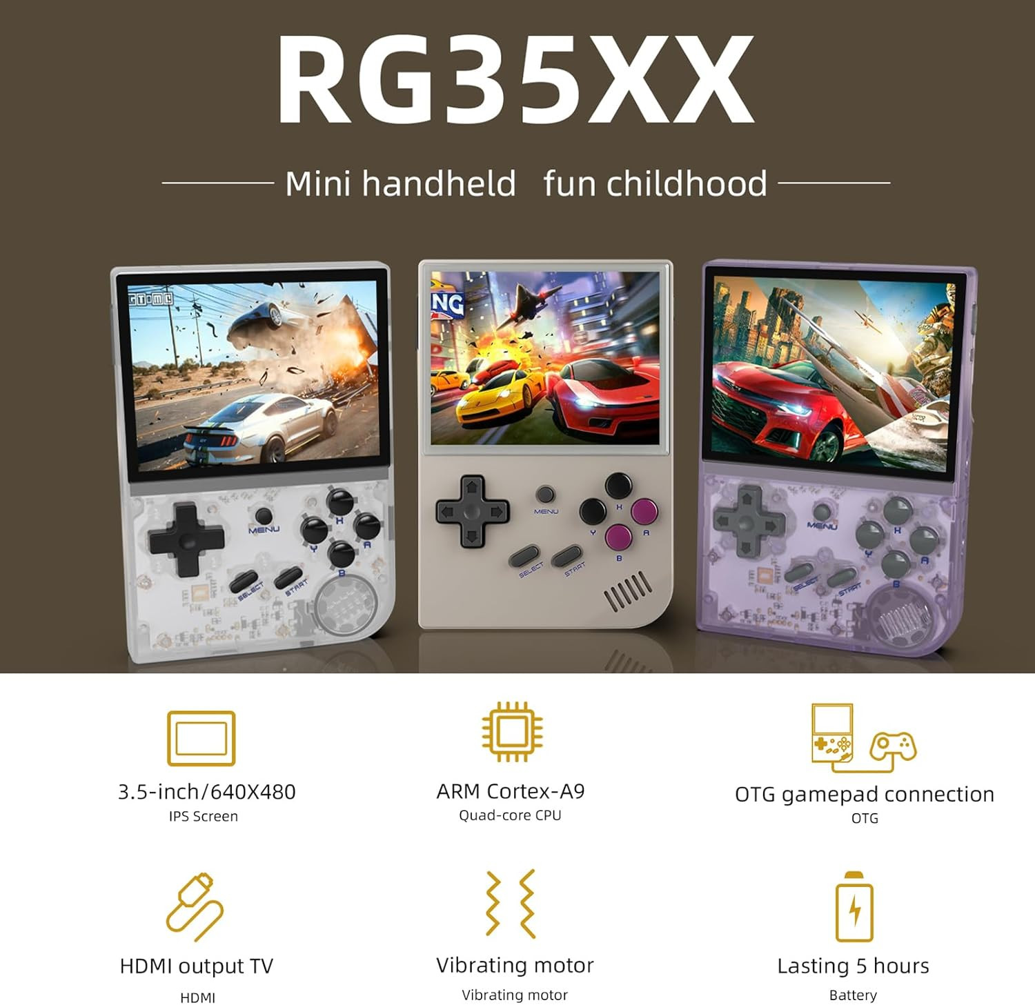 RG35XX Retro Handheld Game Console Linux System HD and TV Output 3.5 Inch IPS Sc