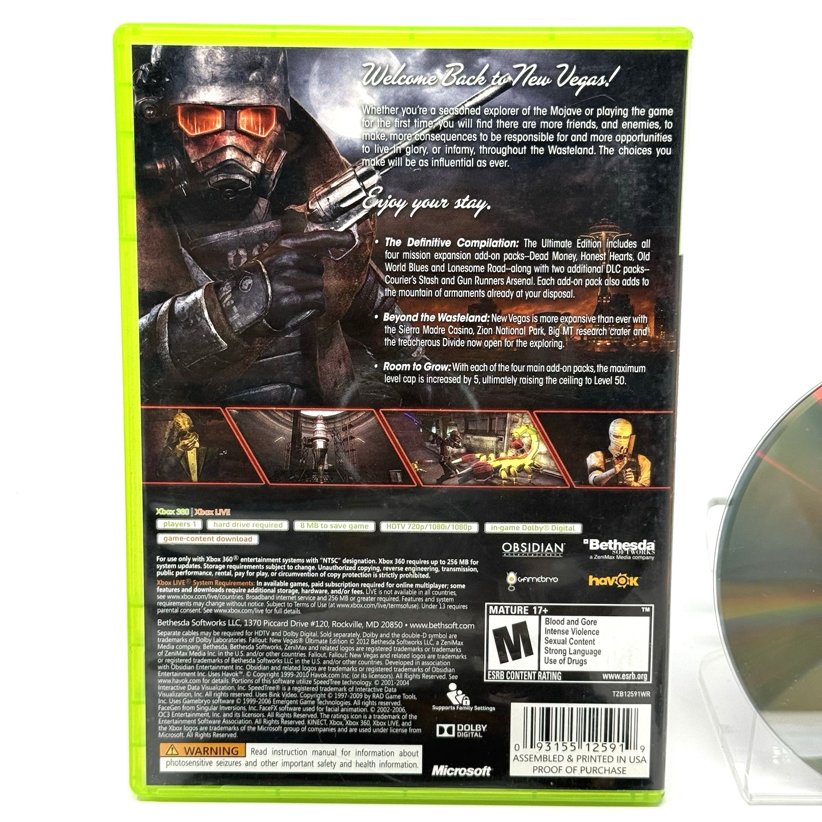 Fallout New Vegas Ultimate Edition Xbox 360 Complete CIB Tested 2 Disc Set