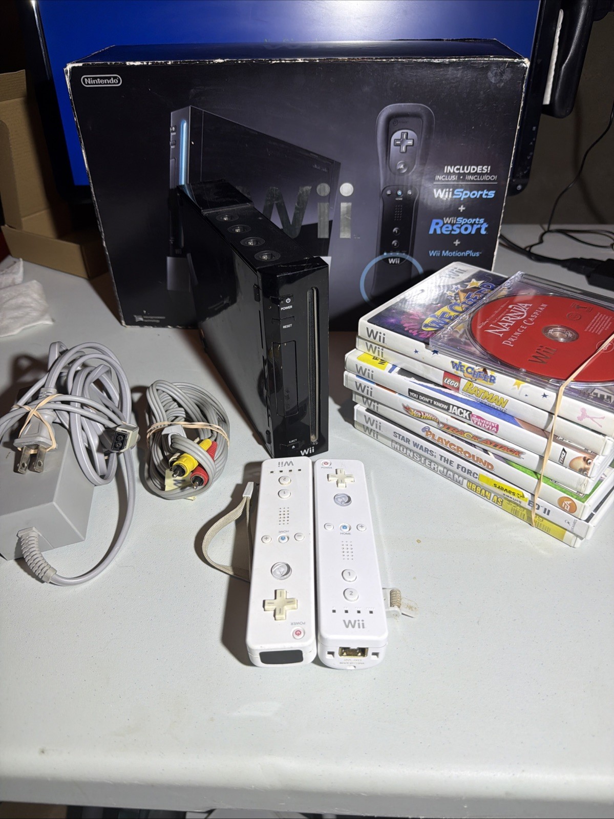 Nintendo WII RVL-001 Black Open Box No Manual – 8 Games Tested