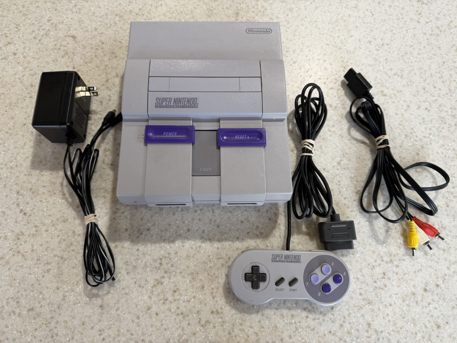 SUPER NINTENDO SYSTEM AUTHENTIC CONSOLE SNES CONTROLLER HOOKUPS NES HQ #3