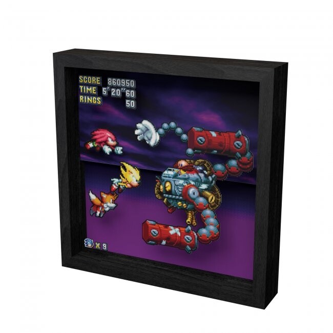 Pixel Frame Sonic Mania Heroes vs Dr Eggman 9×9 inches Shadow Box Art