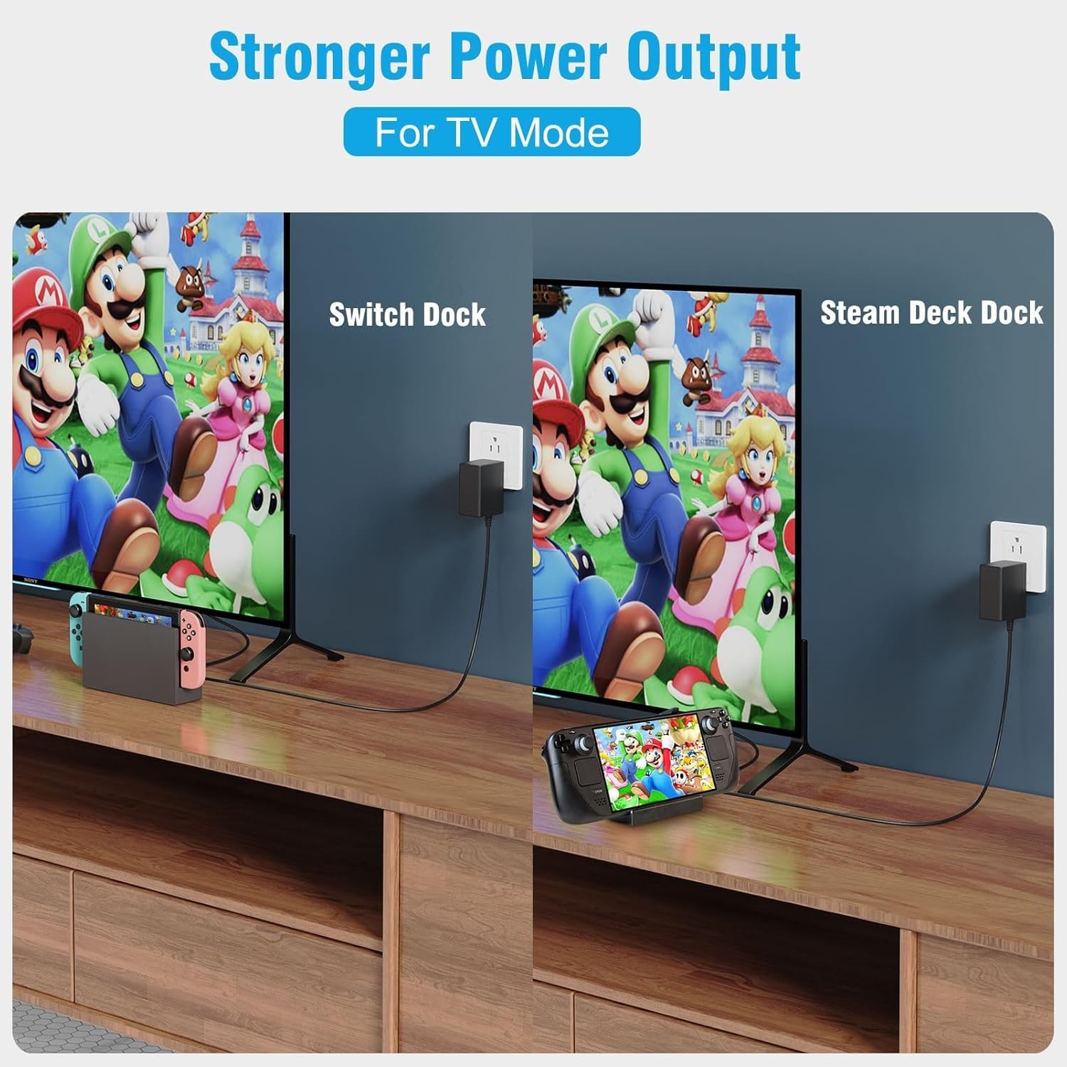 For Nintendo Switch AC Power Adapter 15V2.6A USB C Charger Cable Support TV Dock