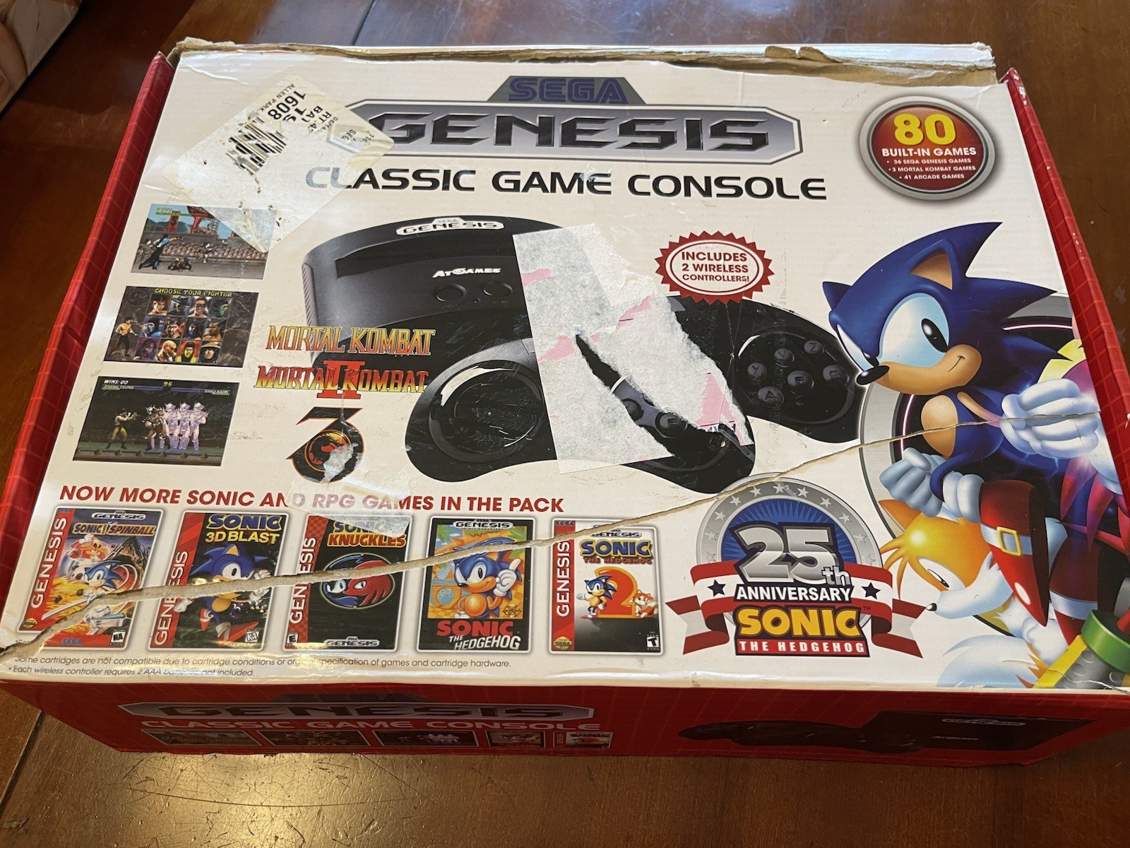 Sega Genesis Classic Game Console 80 Built-In Games 2 Wireless Controllers CIB