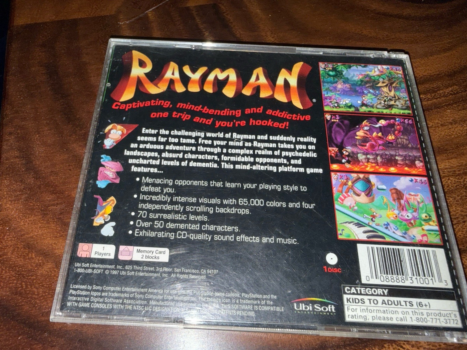 Rayman Sony PlayStation 1 NTSC-U/C Ubi Soft 1997 Platformer Rayman Series