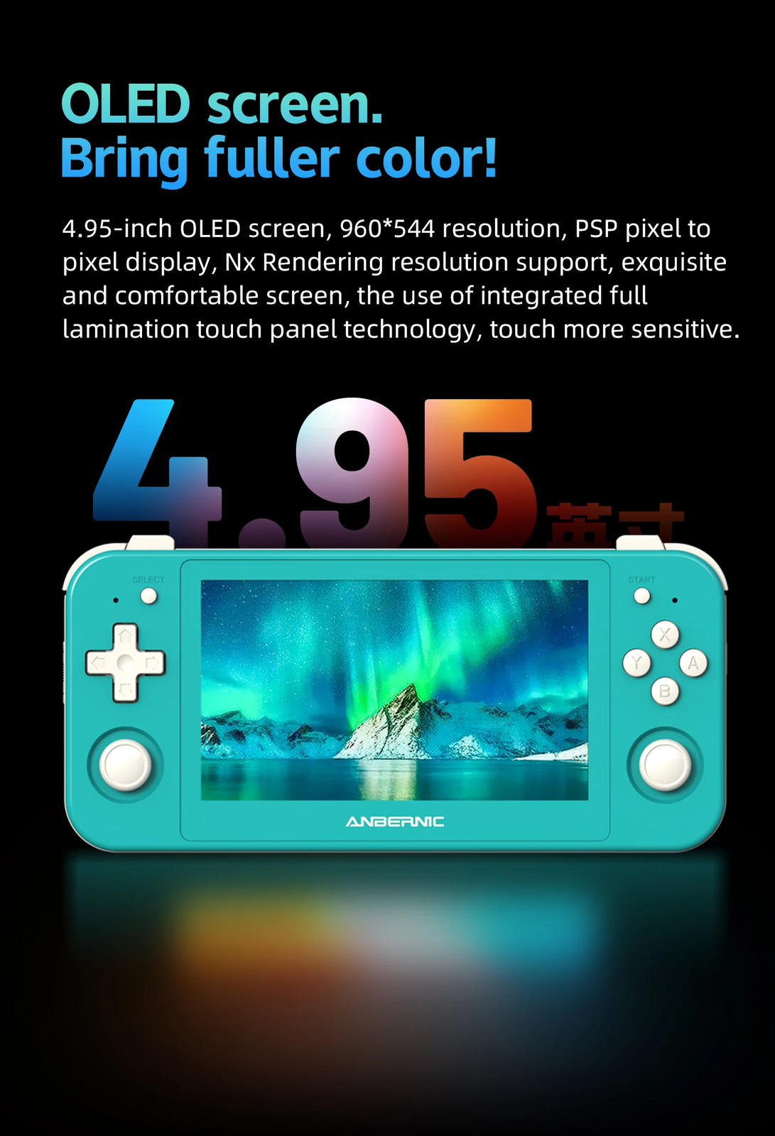 ANBERNIC RG505 Handheld Game Console 4.95 Inch OLED Android 12 T618 OTA Update