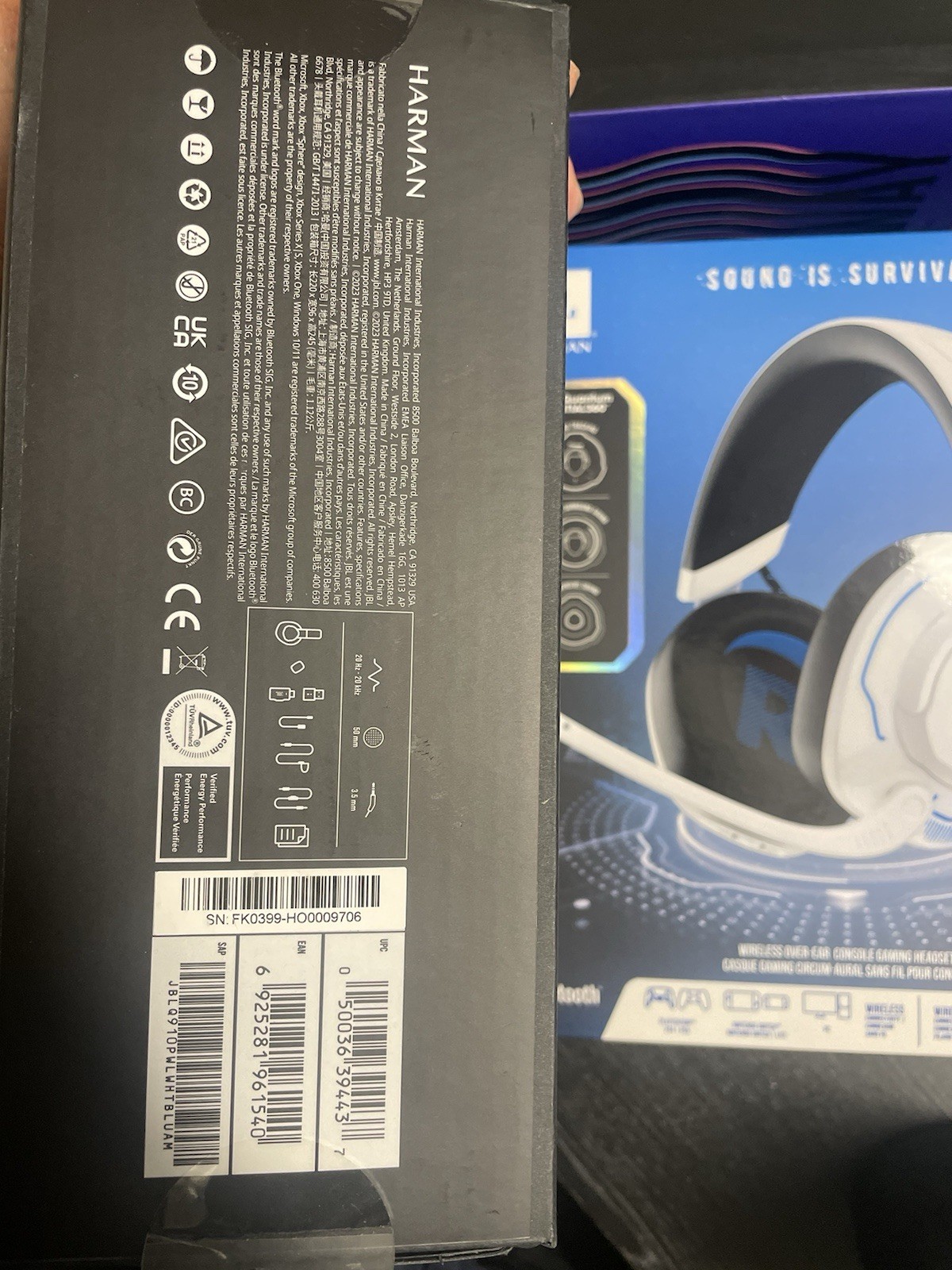 JBL Quantum 910P Wireless ANC Over-Ear Gaming Headset w/ Boom Mic White