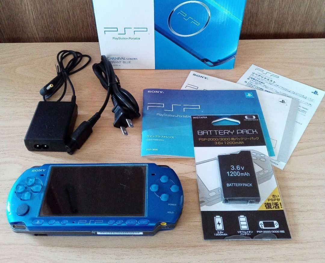 Sony PSP-3000 Vibrant Blue Console CIB Tested