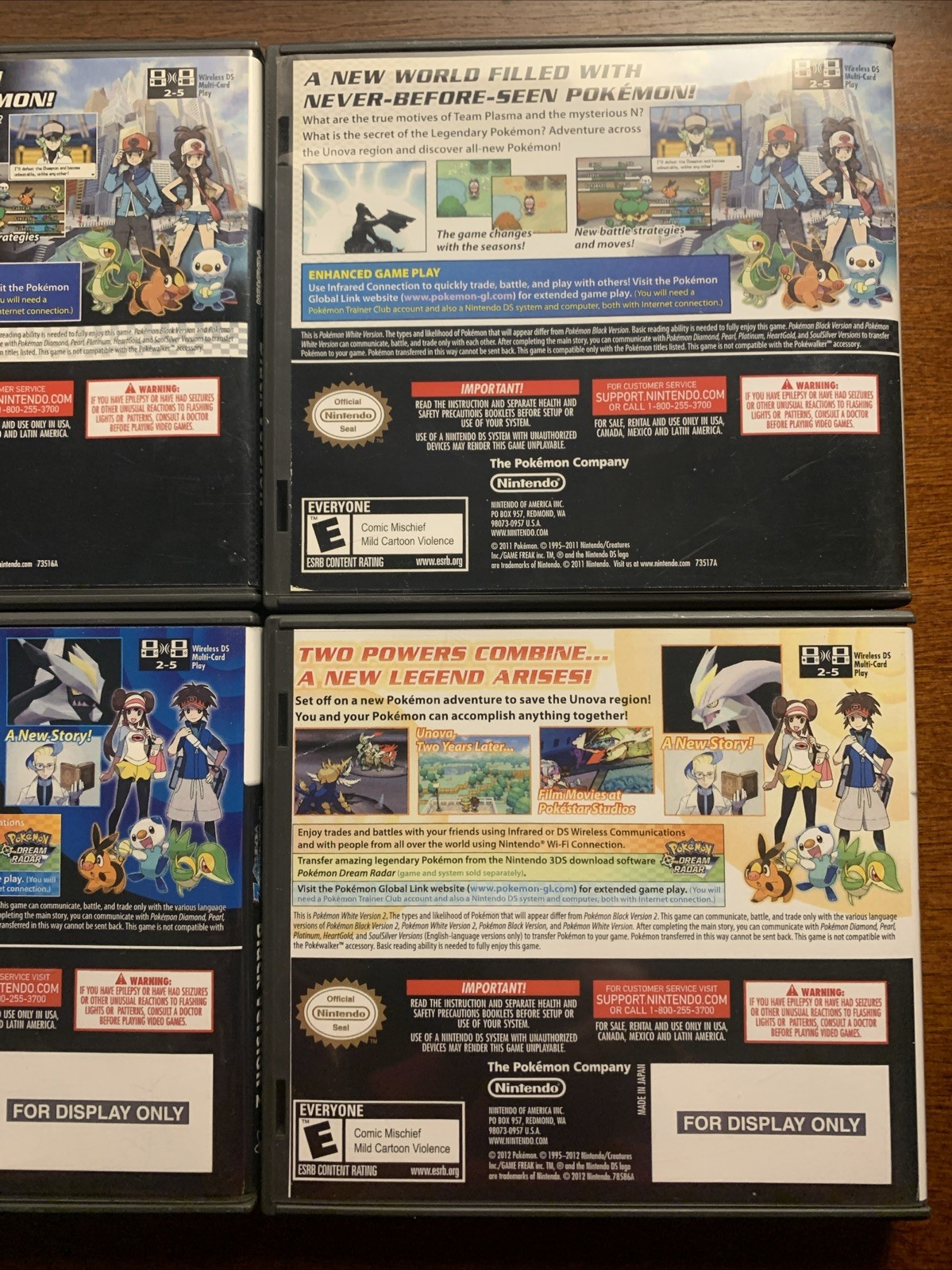 Pokemon White + Black Nintendo DS Replacement *(4) Cases Only NO GAMES – Bundle