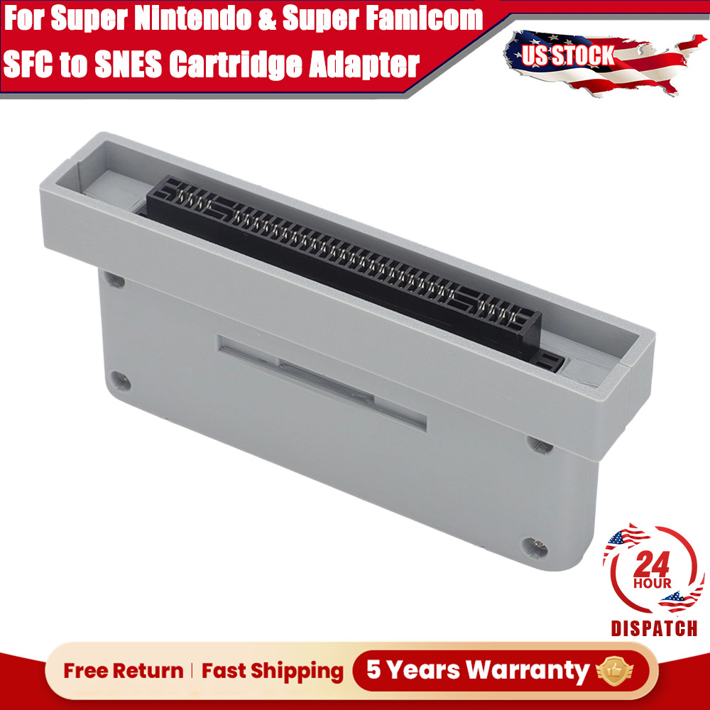 For Super Nintendo &Super Famicom SFC ⇄ SNES Cartridge Adapter PETG+PCB Board US