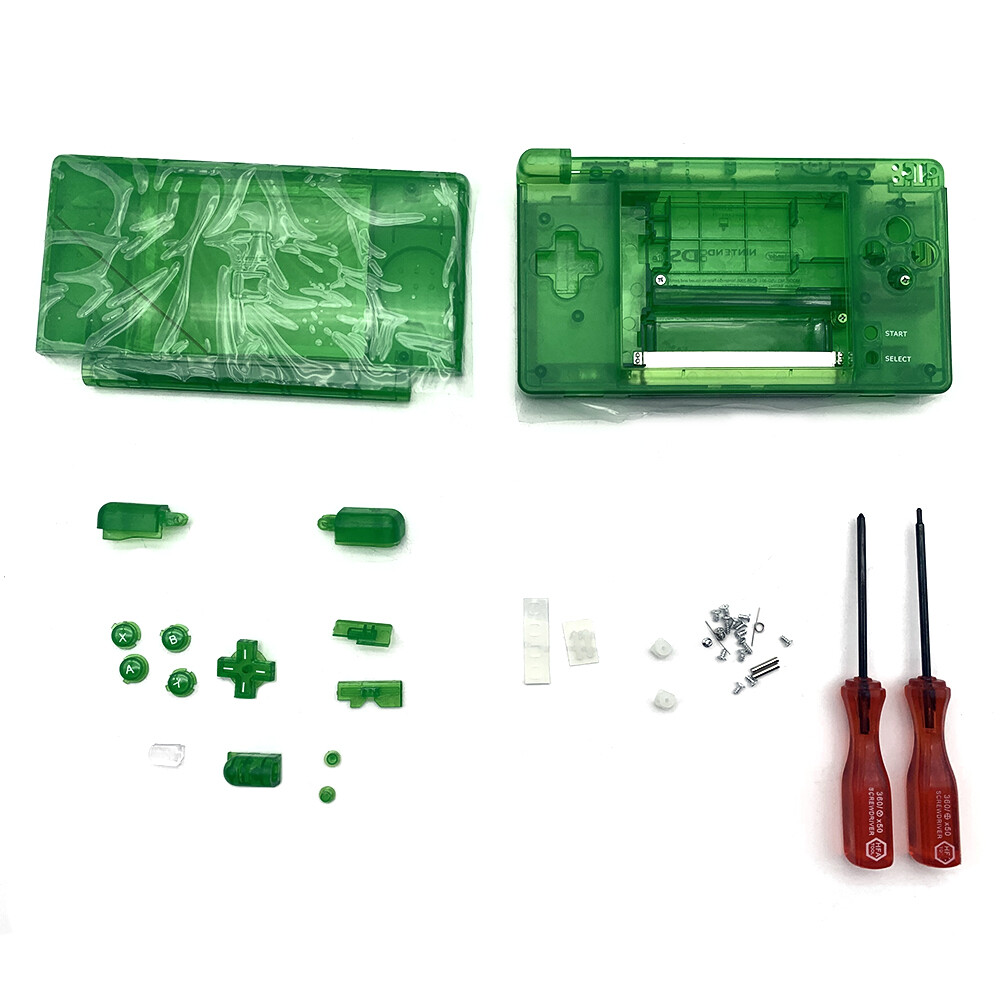 New Full Replacement Top & Bottom Housing Shell Clear GREEN For Nintendo DS Lite