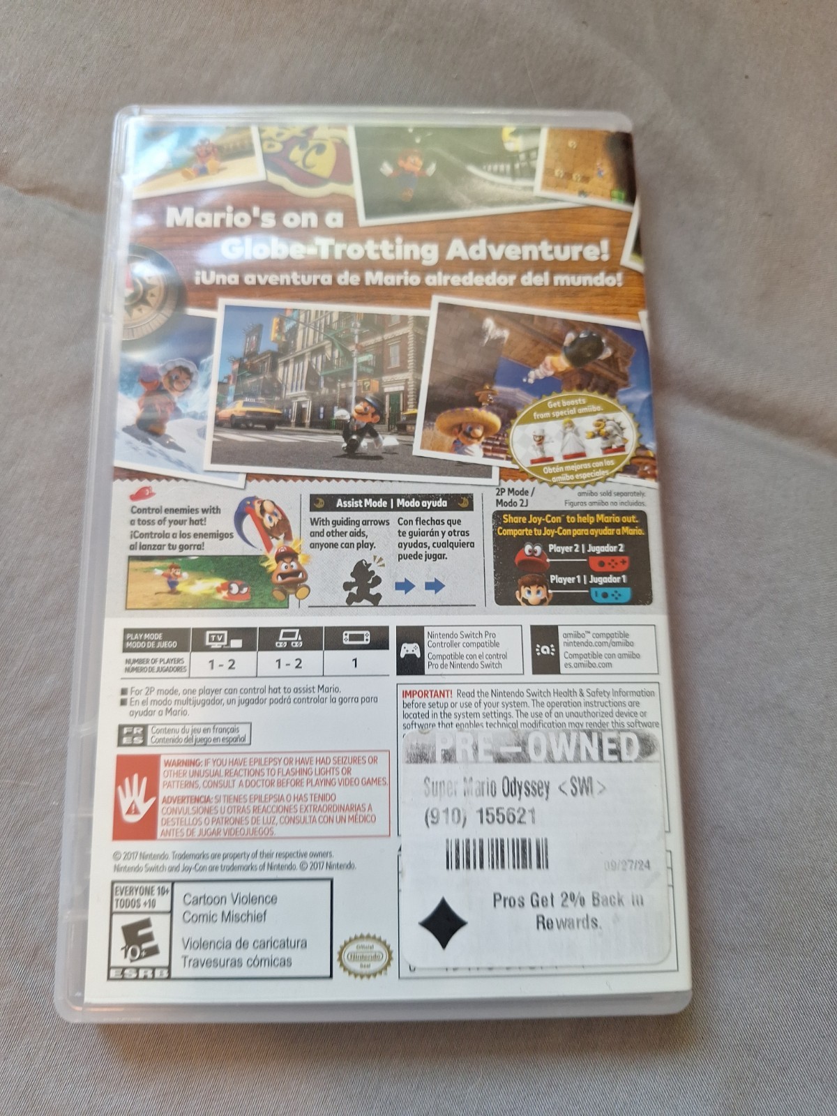 Nintendo Switch Super Mario Odyssey – CASE ONLY (no Game)