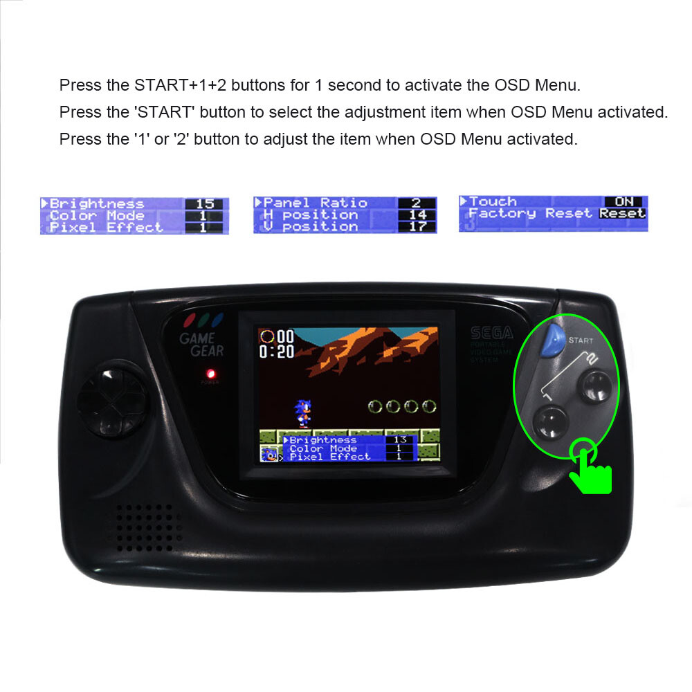 For SEGA Game Gear 3.5 Inches 640×480 HD IPS Highlight LCD HDMI-Compatible Kit