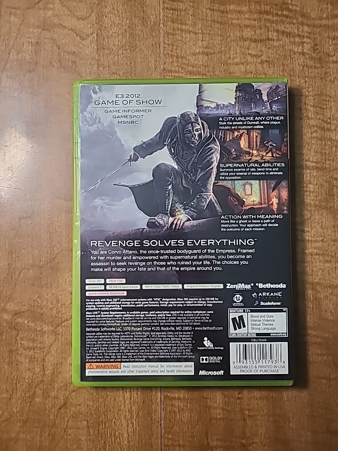 Dishonored CIB (Xbox 360, 2012)