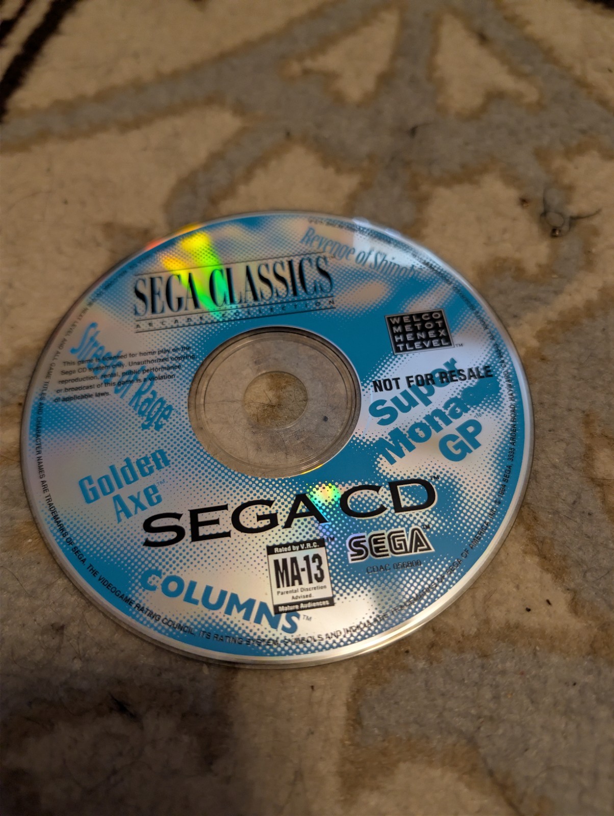 Sega Classics Blue Pack-in (Sega CD, 1992) Disc Only – Uncommon EX – Play Tested