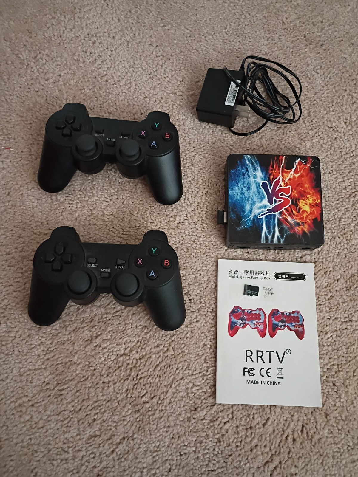Gaming System Box With Controllers And 64 gb SD Card Corrupt See Description