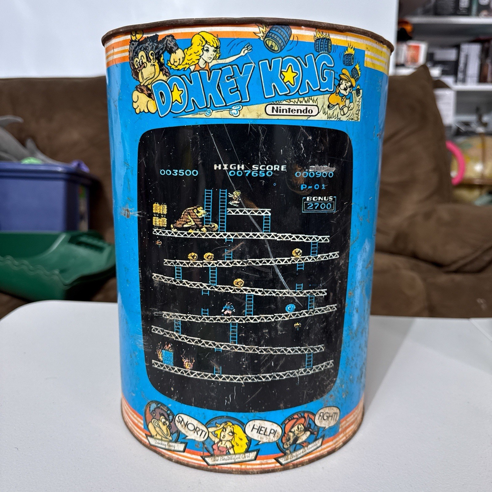 Nintendo DONKEY KONG Garbage Bin Trash Can Waste Basket NES Rare Edition 1982
