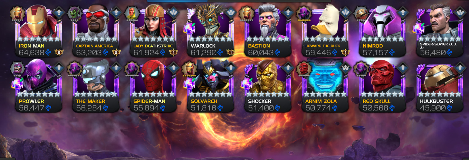 MCOC Top Account – 17 r5s +1 pending – Over 44k prestige