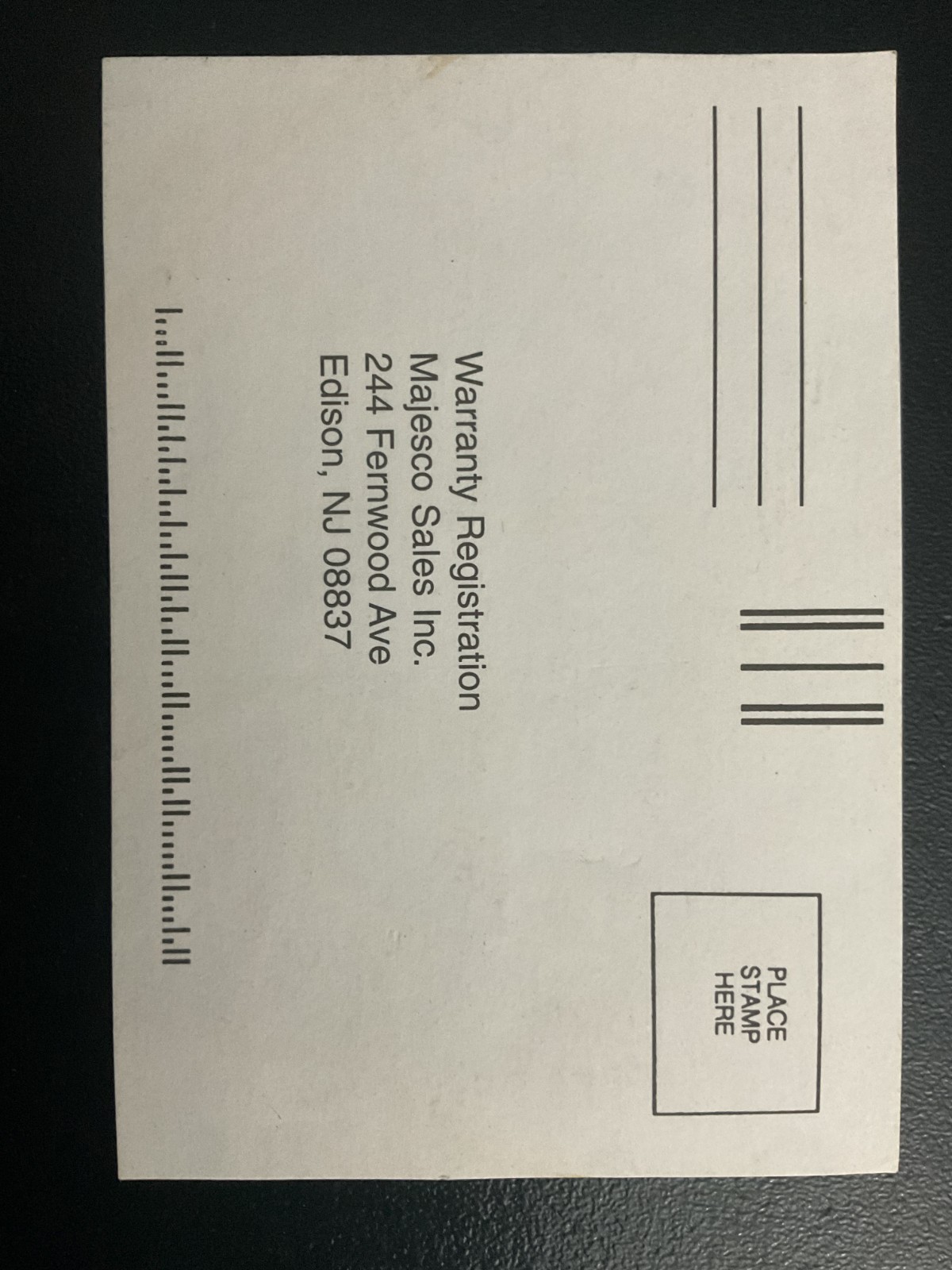 Majesco SEGA Genesis Warranty Reg Card Insert Only