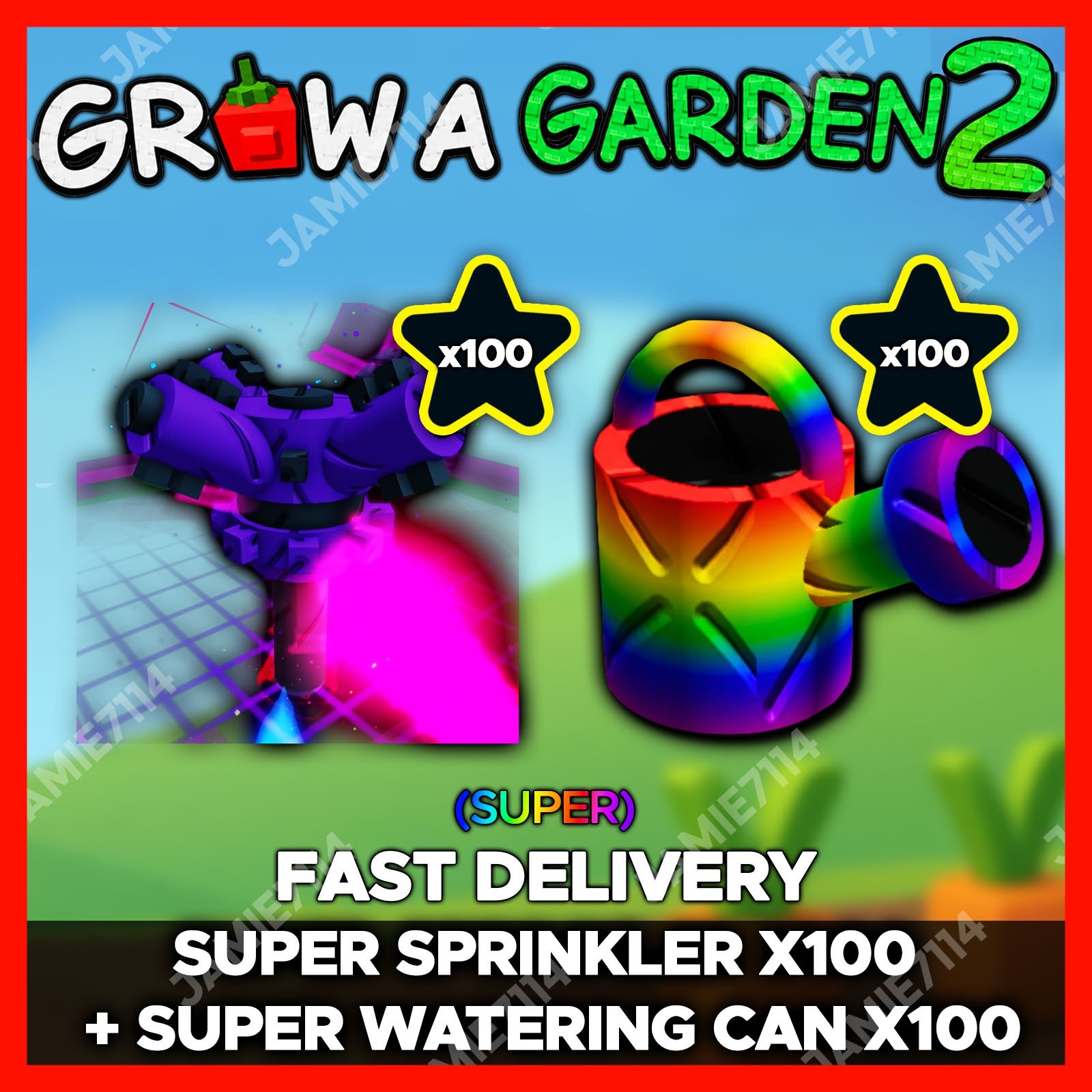 🪴Grow a Garden 2 | Super Sprinkler x100 + Super Watering Can x100 | GAG2 Fast
