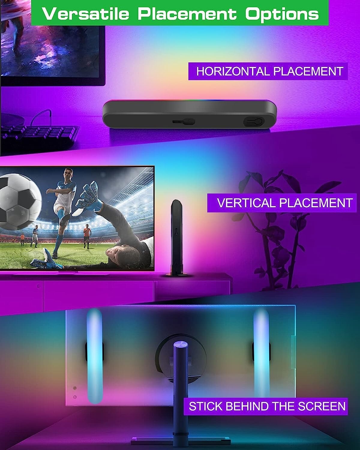 Smart LED Light Bar Desktop Mood Light RGB Computer Ambience Light Music US