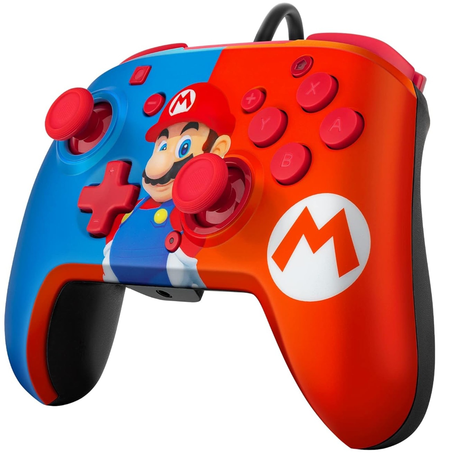 PDP Gaming Faceoff Deluxe+ Wired Switch Pro Controller – Red/Blue Mario Design