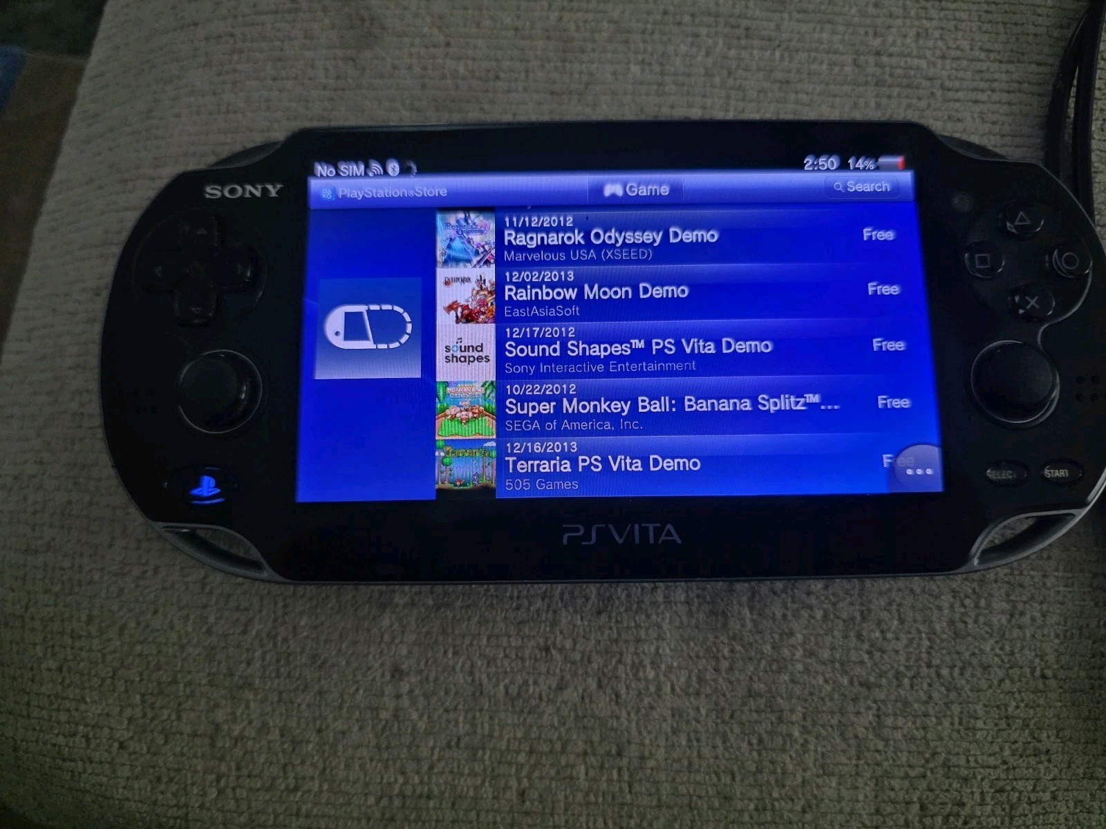 Sony Ps Vita PCH-1100 Crystal Black Model Console And Charger TESTED