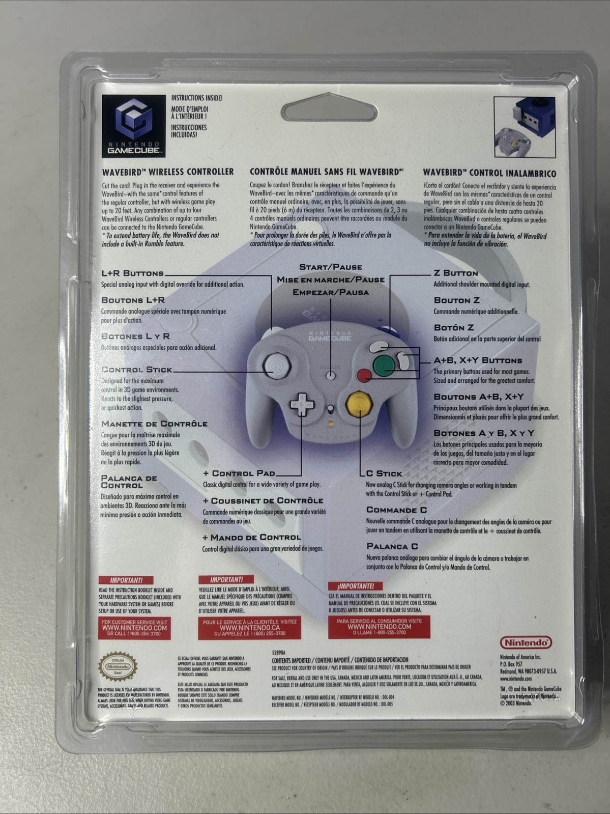 Nintendo GAMECUBE WAVEBIRD Wireless Controller PLATINUM Genuine Factory Sealed