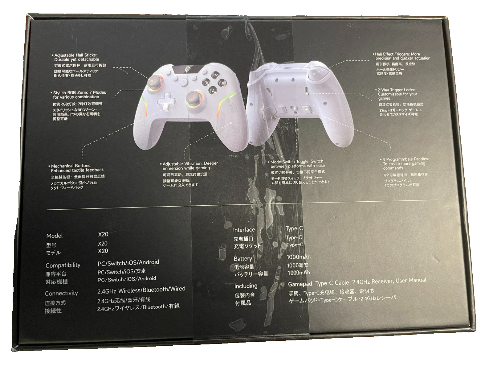 EasySMX X20 Wireless Gaming Controller RGB Backlit PC/Switch/Android/Steam iOS