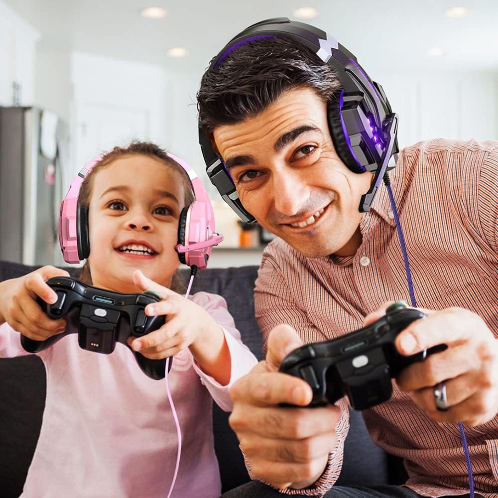 BENGOO G9000 Stereo Gaming Headset for PS5, PS4, PC, Xbox One Purple