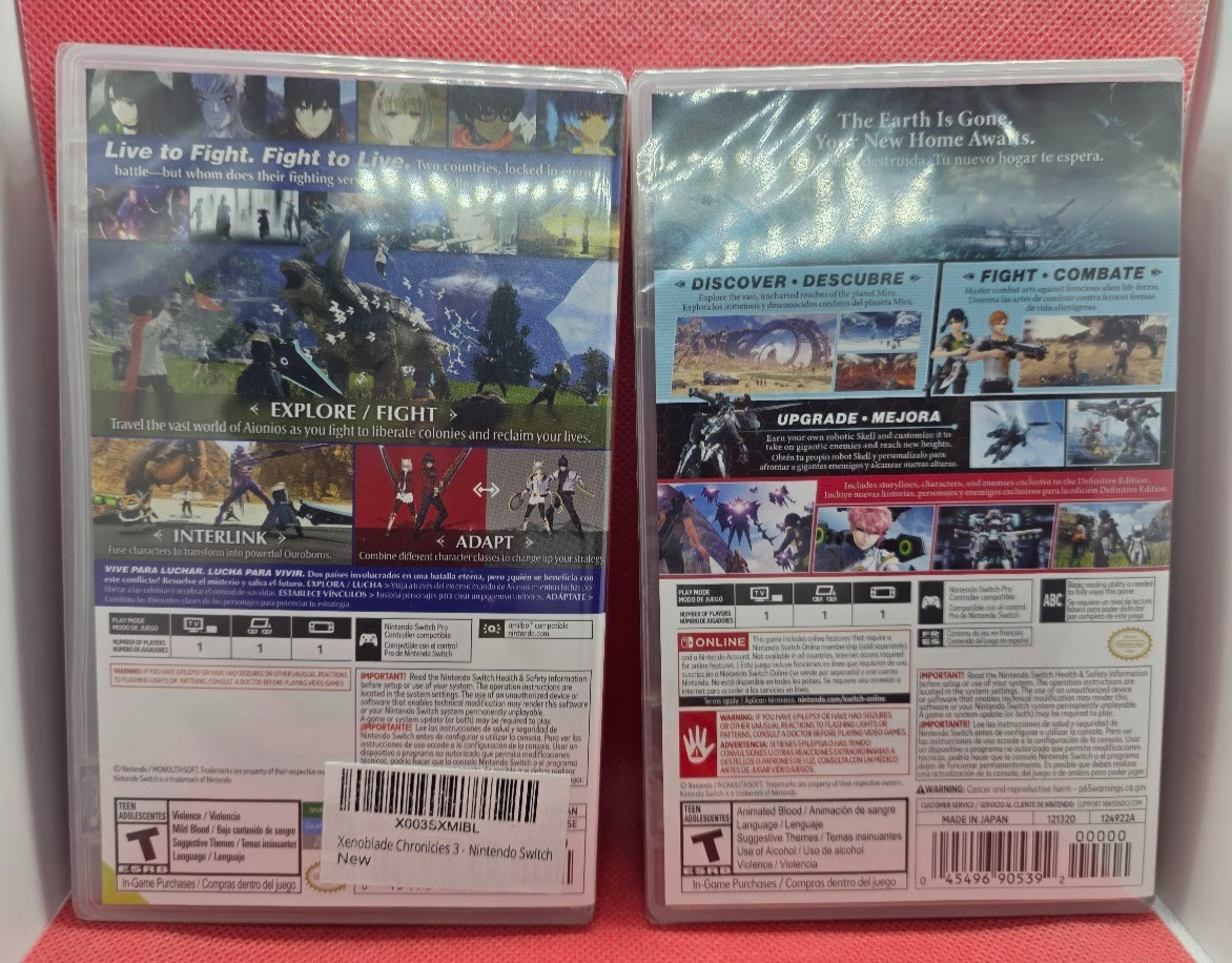 Xenoblade Chronicles DE, 2, 3, and X DE. Nintendo Switch New/Sealed.