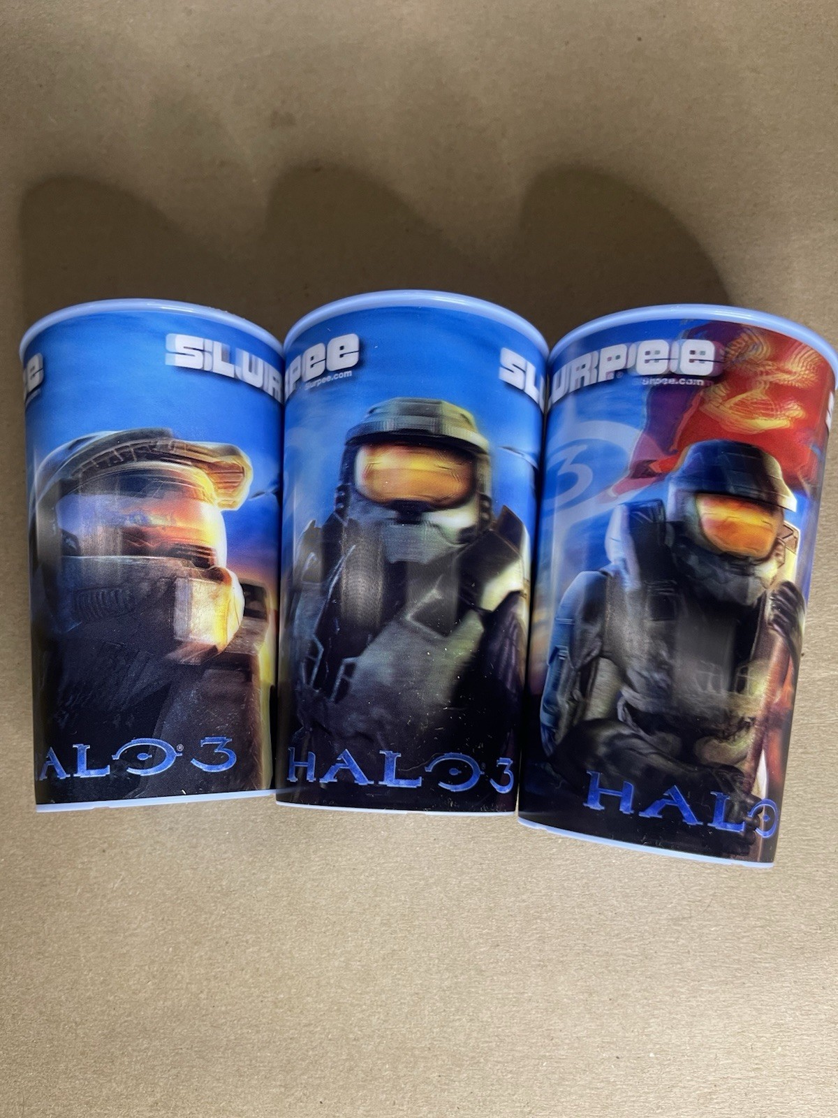 Halo 3 Holographic Slurpee Cups 7-11 Xbox 2007 3 Cups