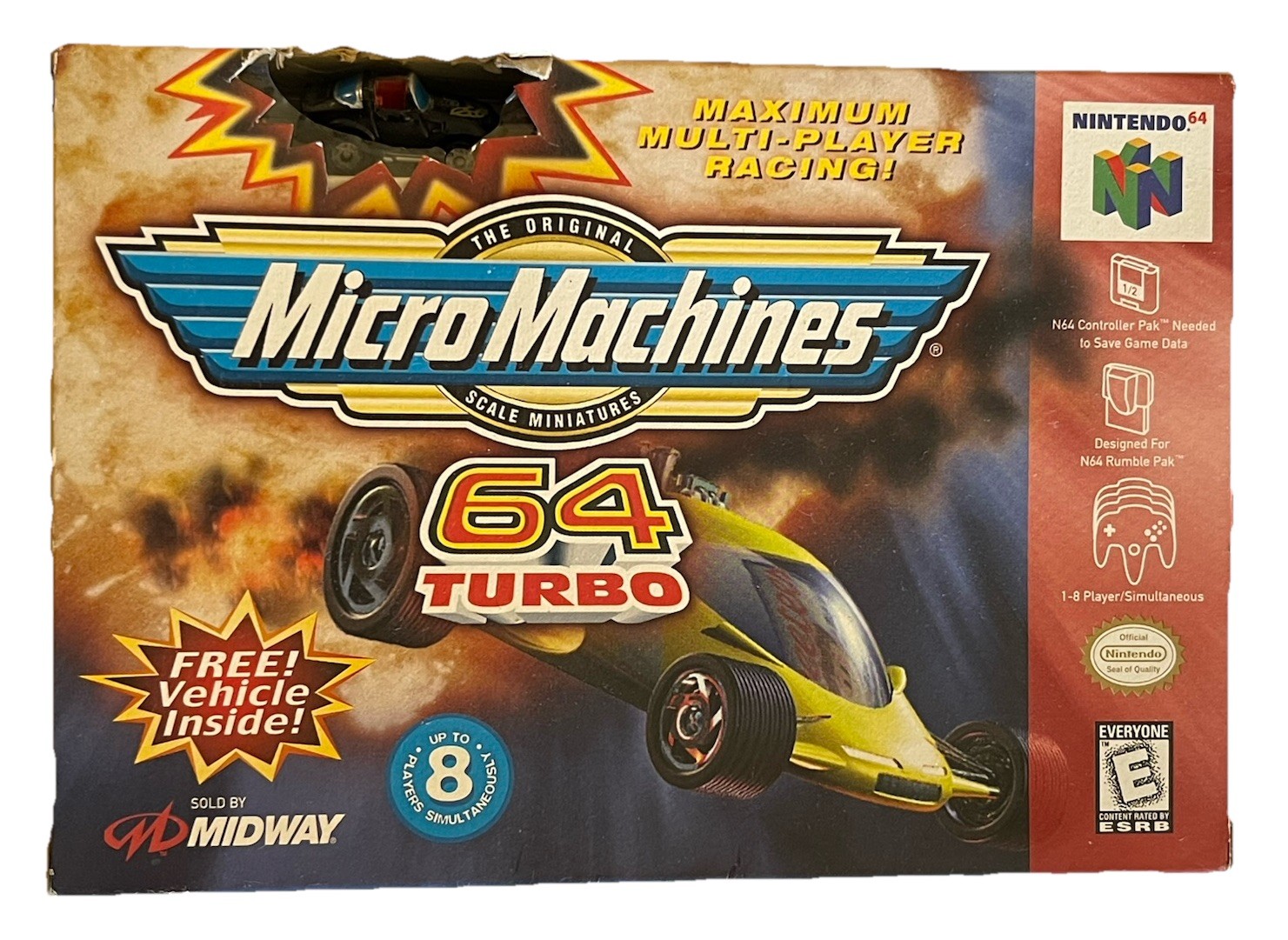 Micro Machines 64 Turbo (Nintendo 64, 1999) Original Box And Vehicle Only Rare