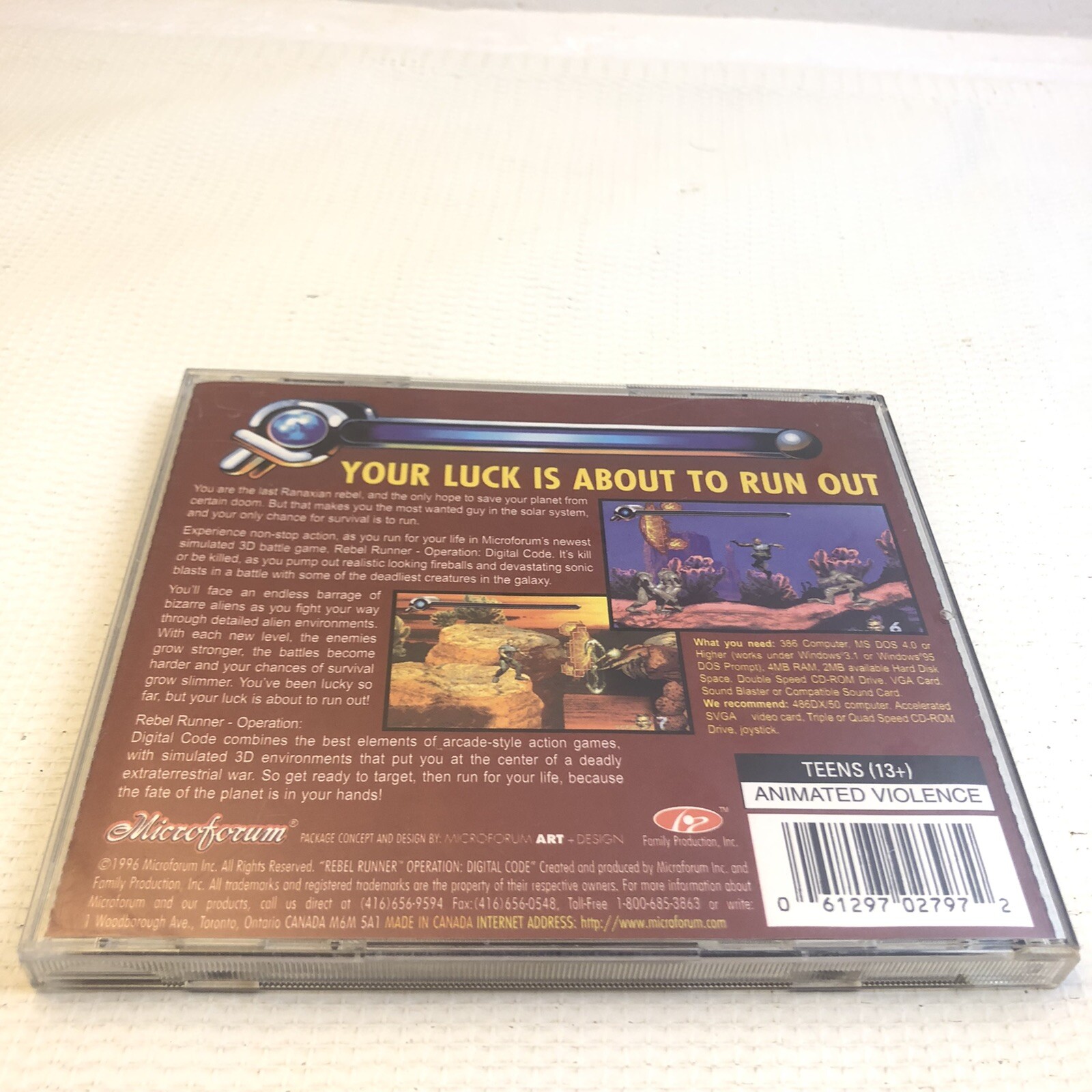 Rebel Runner Operation Digital Code PC Micro forum Family Production 1996 MS Dos