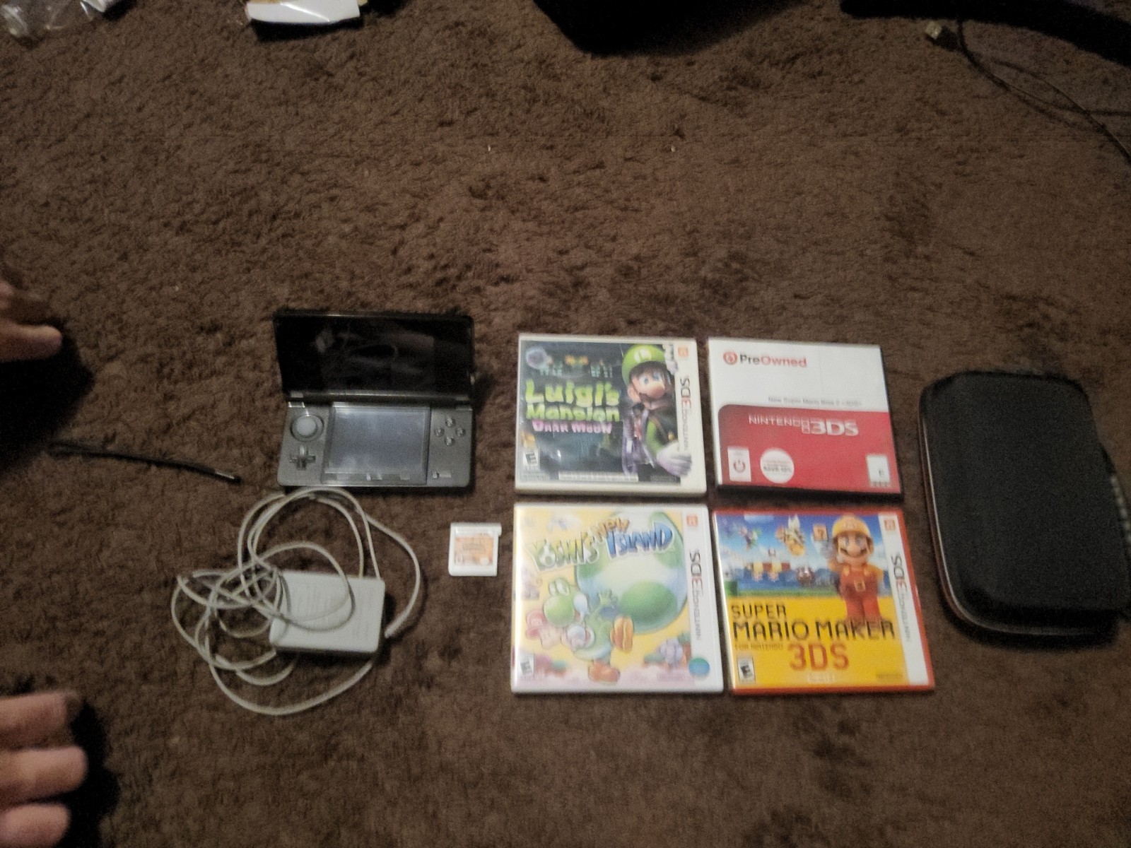 Nintendo 3ds Console Fully Configured 128gb Sd Card W/ Case , 5 Games, Charger