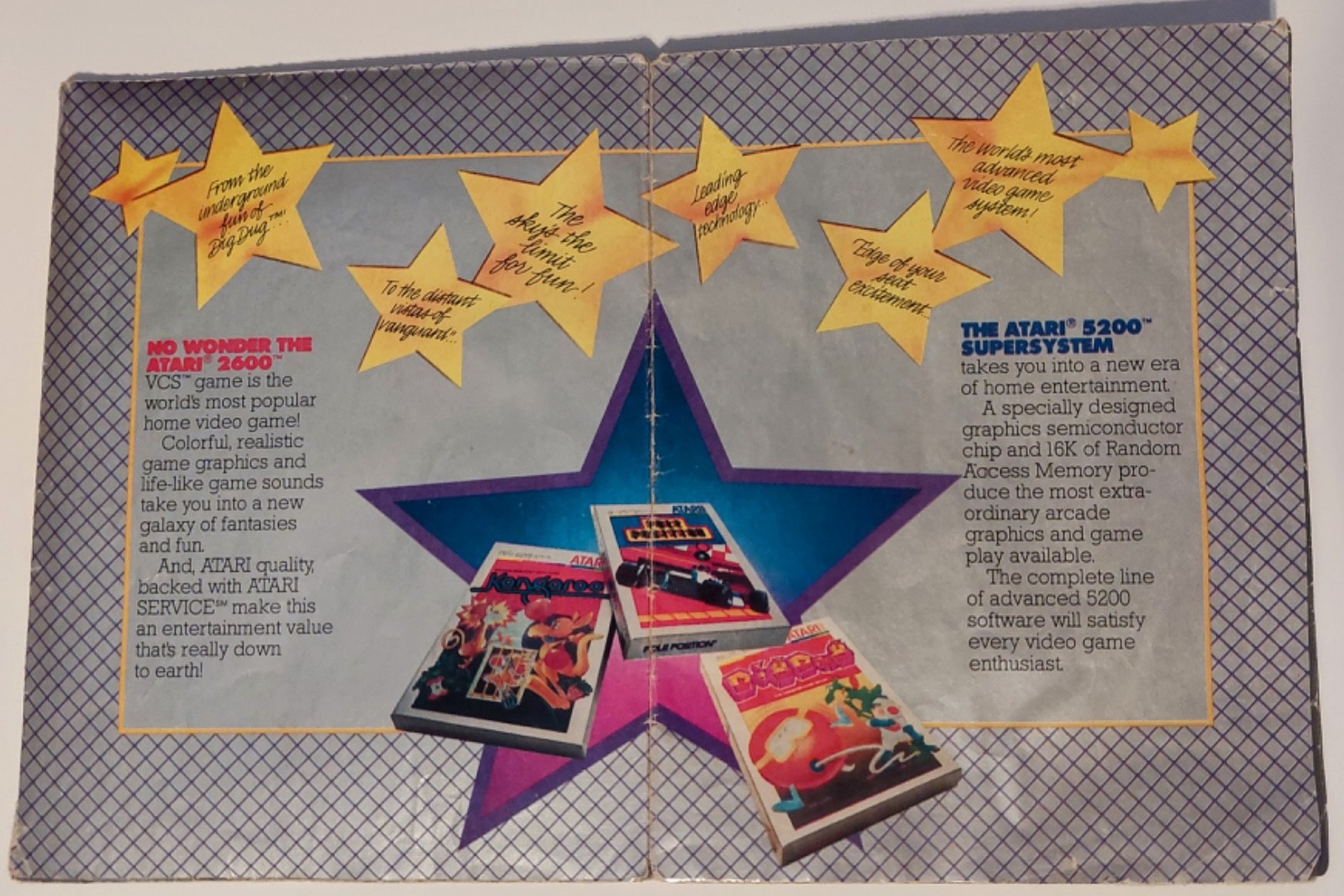 1983 ATARI GAME CATALOG: ATARI STARS – Fold-out Promo Poster Atari 2600 / 5200