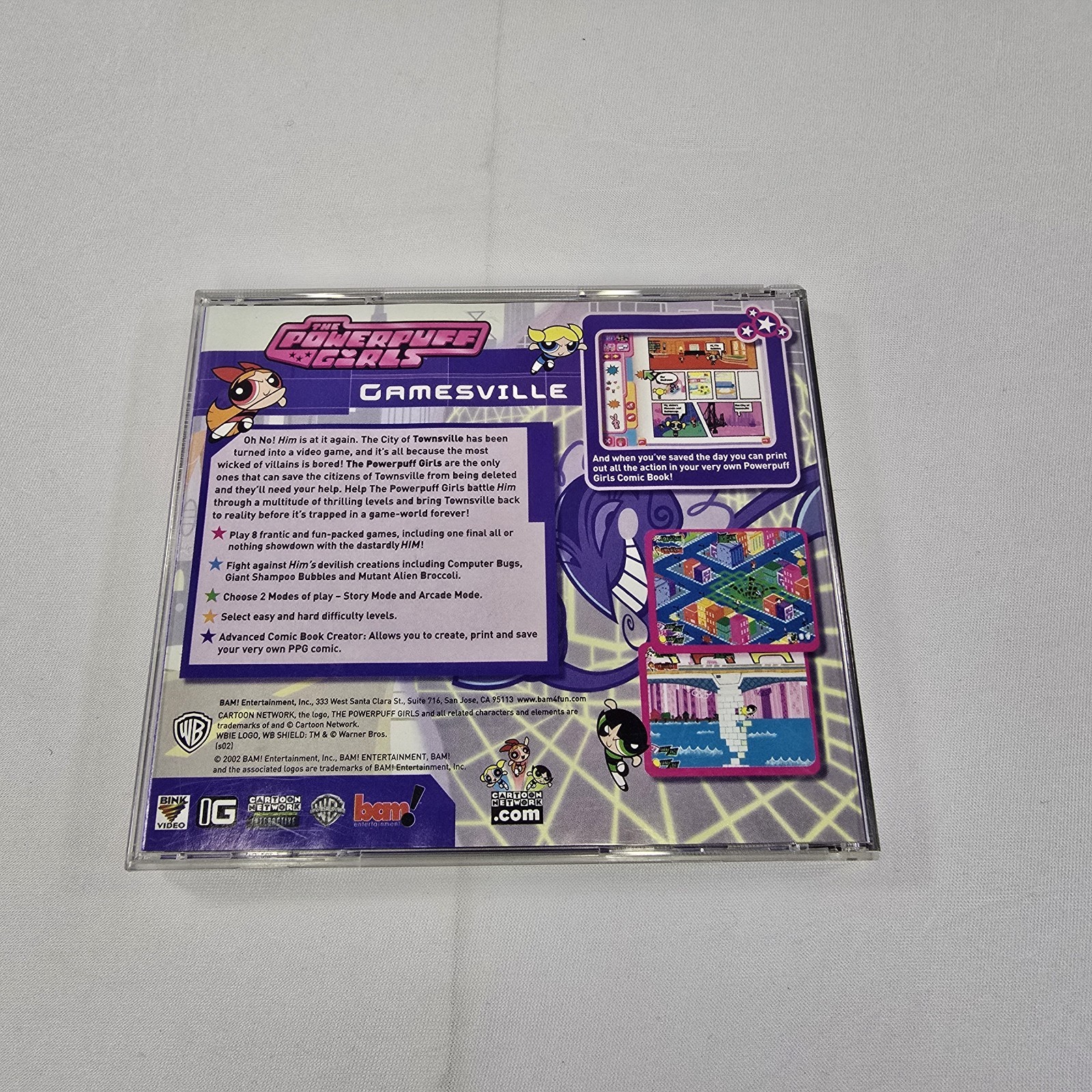 Rare PC CD-ROM The PowerPuff Girls Gamesville Video Game Disc 2002