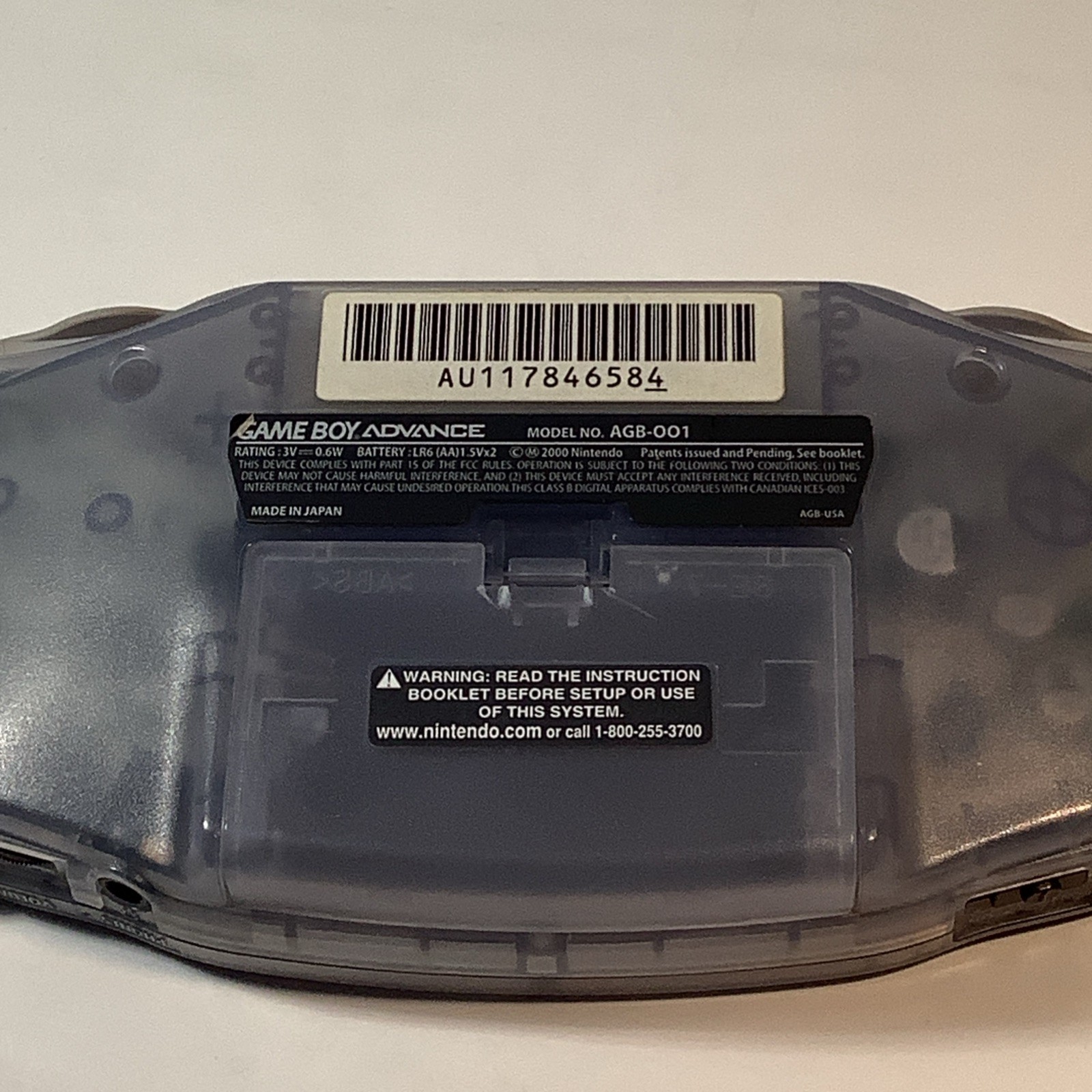 Nintendo Game Boy Advance GBA Glacier Handheld System Console AGB-001 – Tested