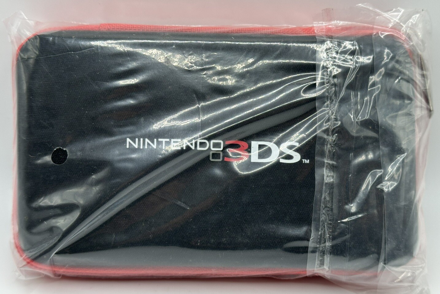 NINTENDO 3DS ZIP UP TRAVEL CASE CARRYING BLACK RED *NEW*