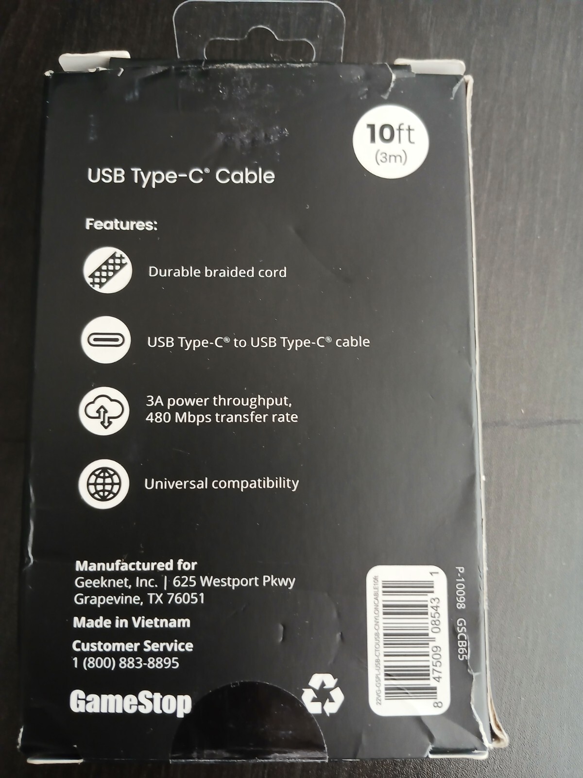 (QTY 1) GameStop Universal USB-C To USB-C 10ft Cable PS5 PS4 PC Compatible