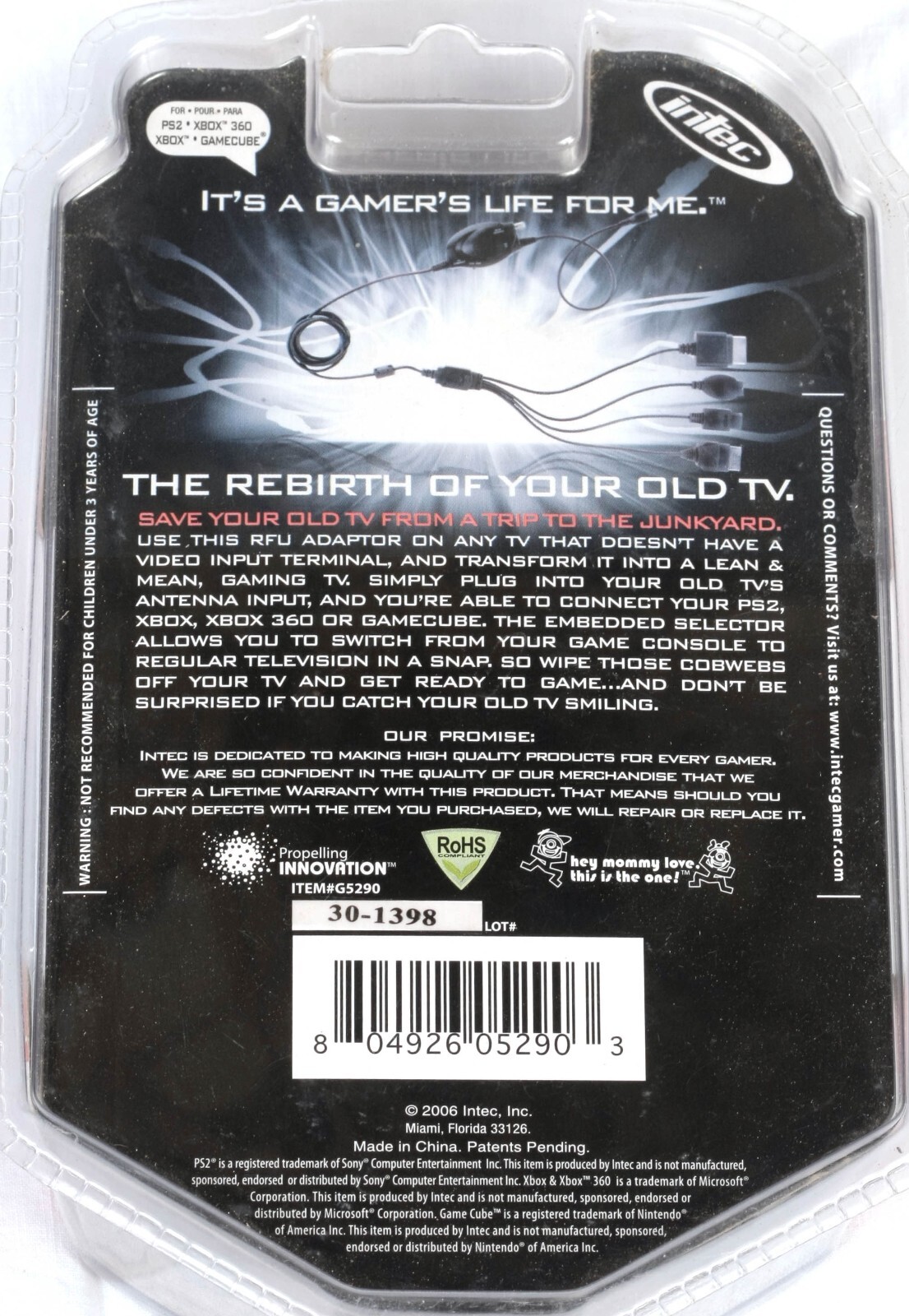 NEW Intec Universal RFU Adapter Connects XBOX, PS2, XBOX 360, & Gamecube to TV