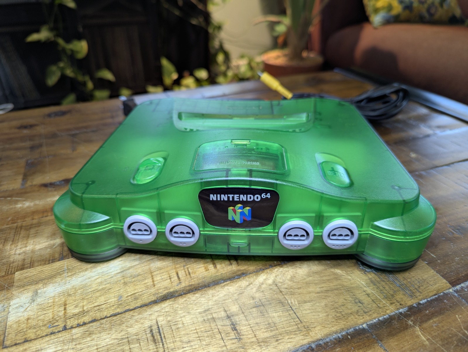 Nintendo 64 Jungle Green Console with Cables. Tested, Clean and Working. NUS-001