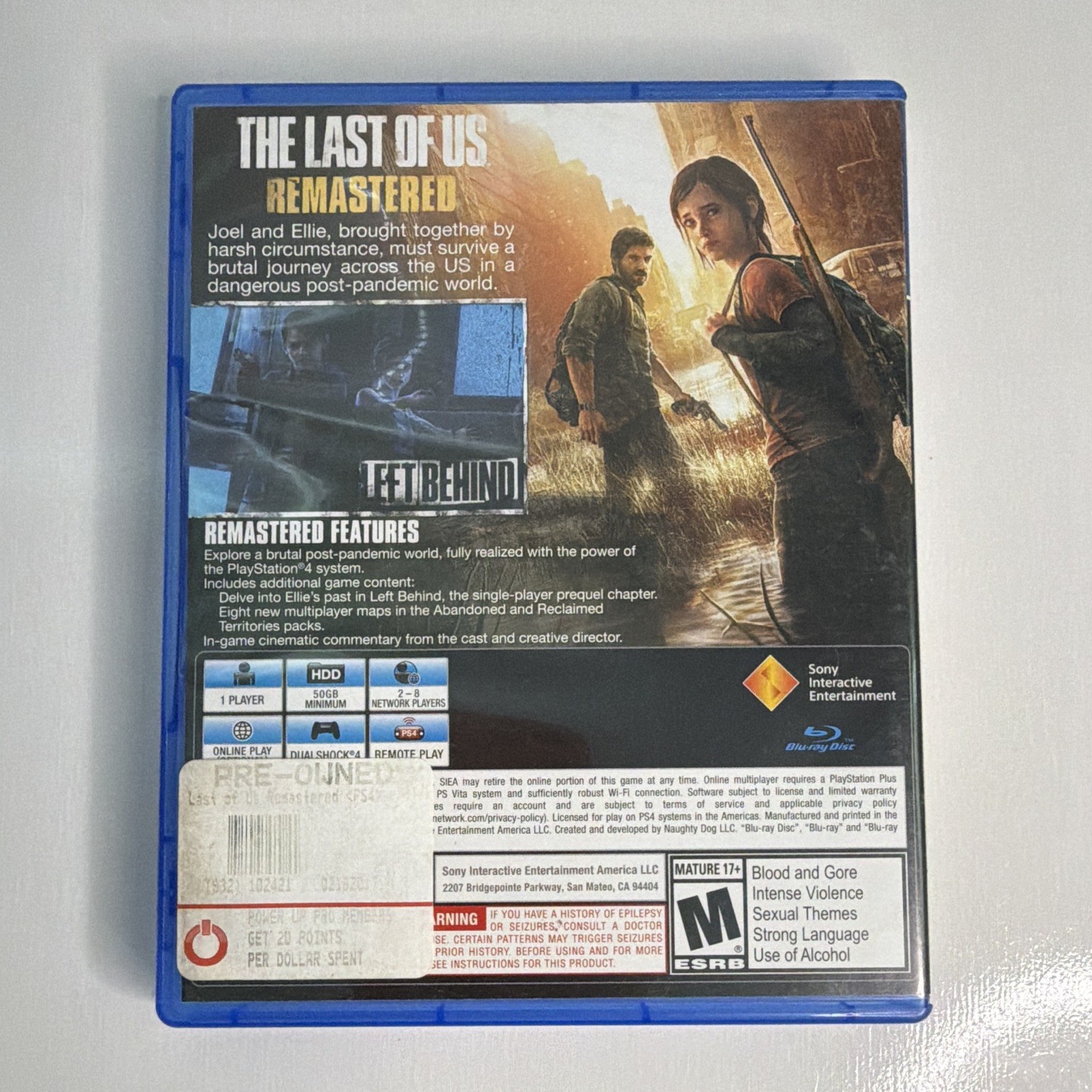 The Last of Us Remastered PS4 Action Adventure M Rated NTSC
