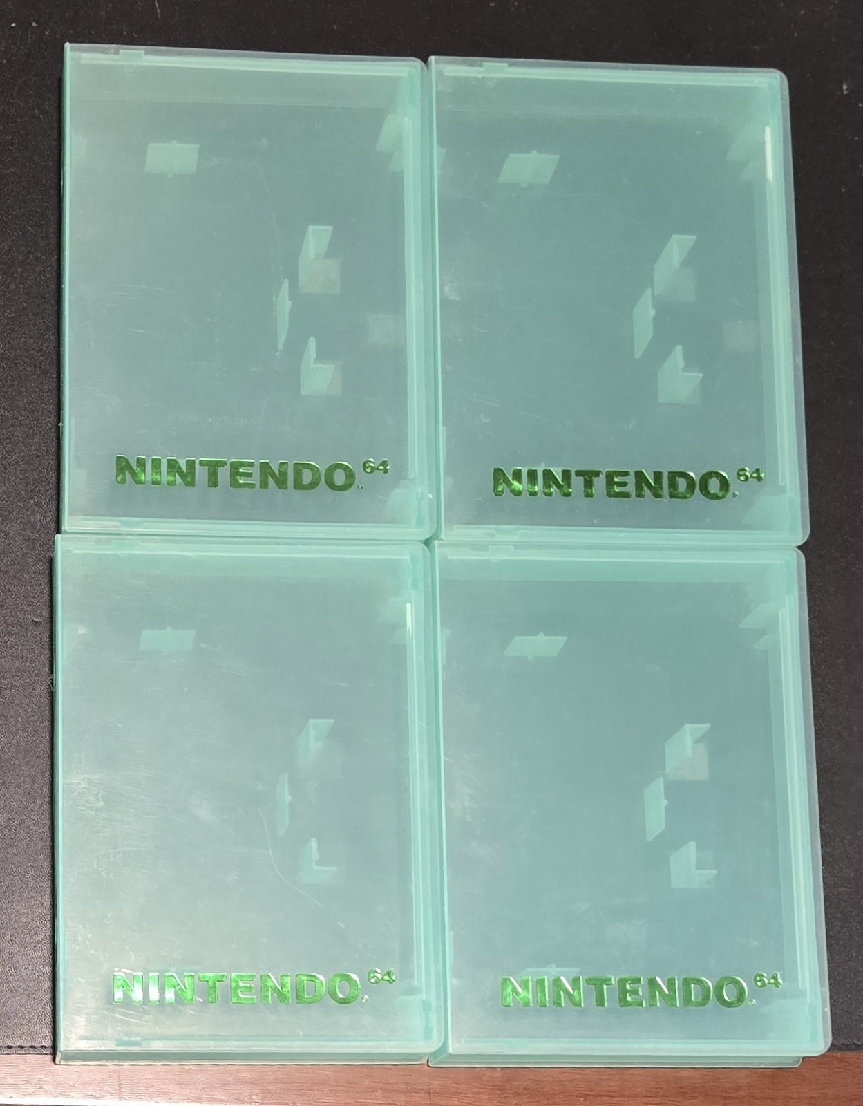 Lot Of 4 Nintendo 64 Storage Box Plastic Clamshell Game Hard Case Green