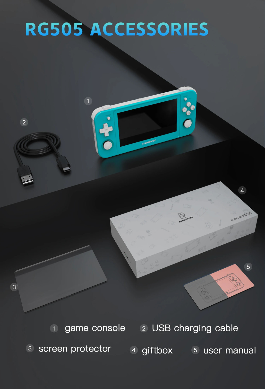 ANBERNIC RG505 Handheld Game Console 4.95 Inch OLED Android 12 T618 OTA Update