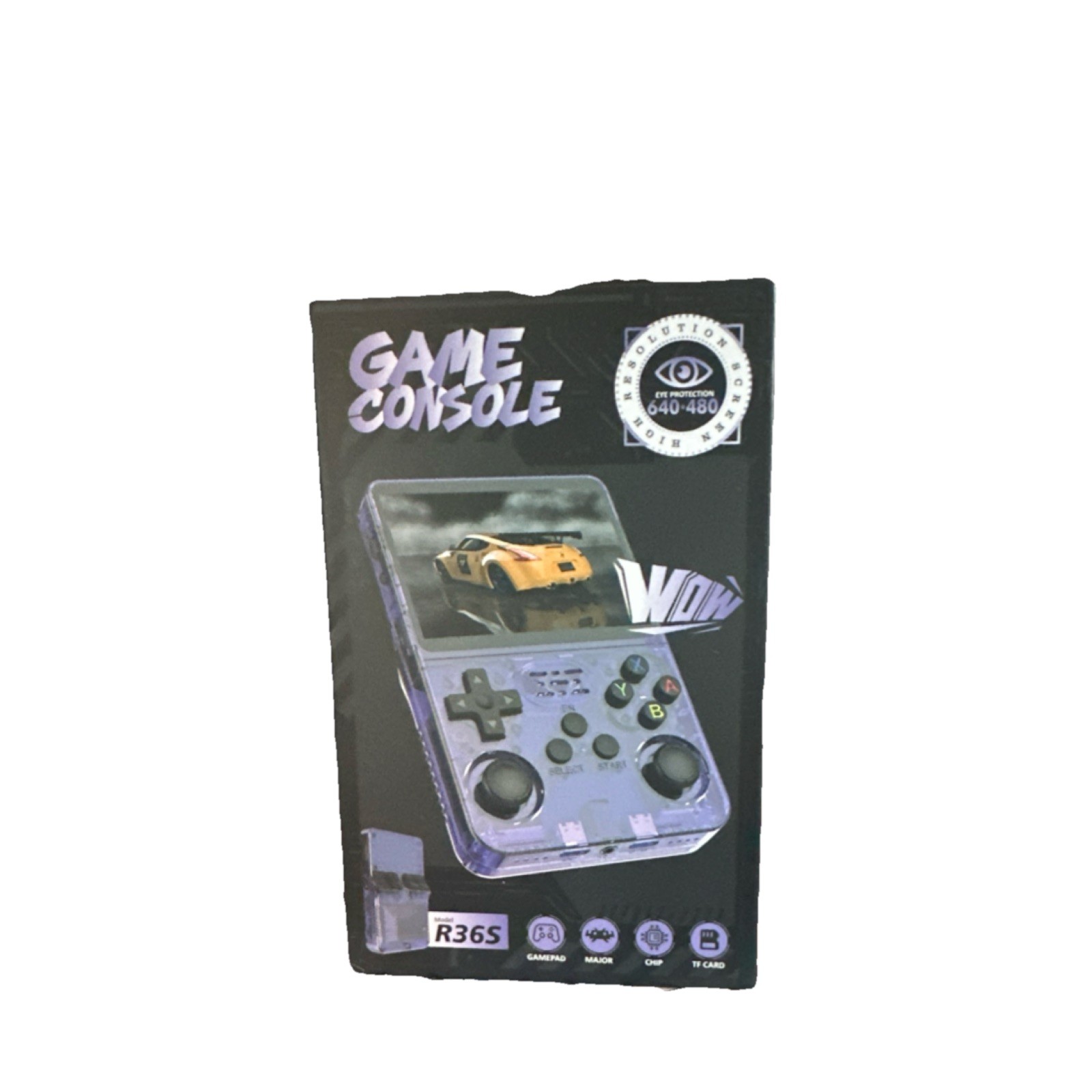R36S Purple Handheld Game Console HD Color Screen 640×480 Double Joystick 64gb
