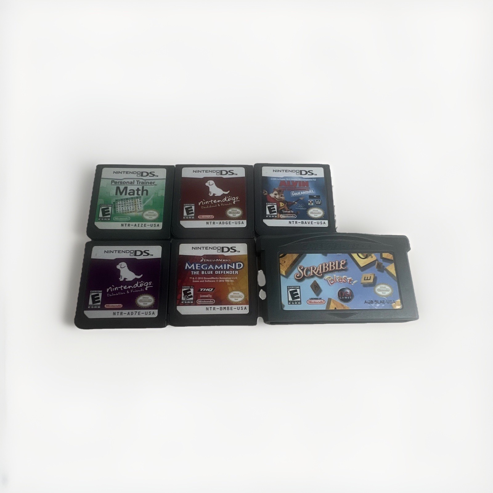 Nintendo DS & GBA Lot of 6 Games Nintendogs Alvin Megamind Scrabble Trainer