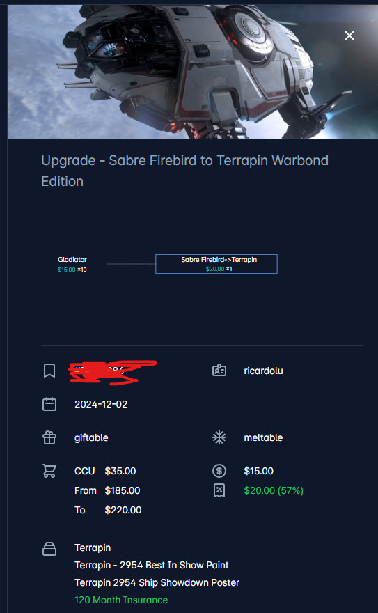Upgrade – Sabre Firebird to Terrapin Warbond Edition